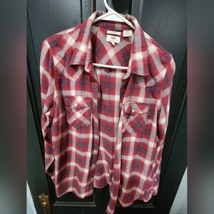 Levi's Red Plaid Button-Up Shirt, Large
